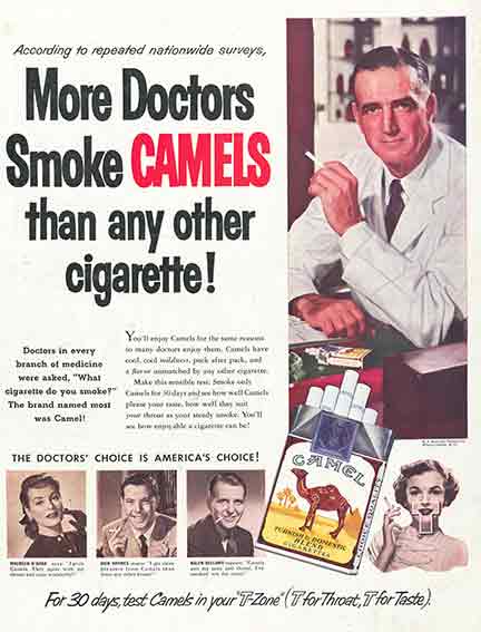 Ad for Camels cigarettes which reads 